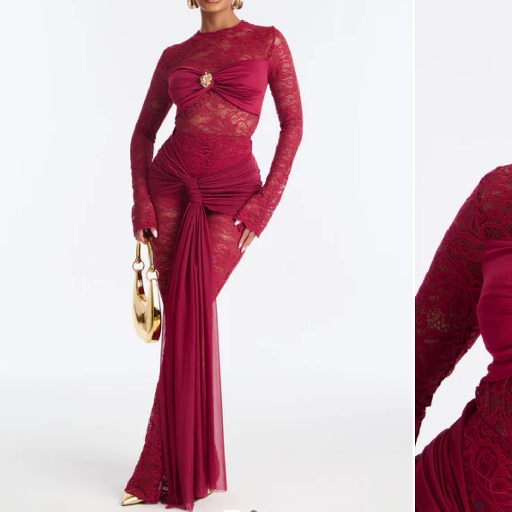 Elegant Burgundy Lace pants & top  set